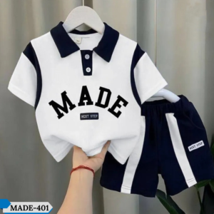 TM-401, White Made Cotton Polo T-Shirt Set For Kids