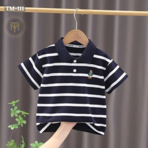 TM-111, Navy S-Step Cotton Polo T-Shirt For Kids
