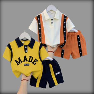 +Orange/Made Yellow Cotton Polo T-Shirt Set For Kids (2 Set Combo)