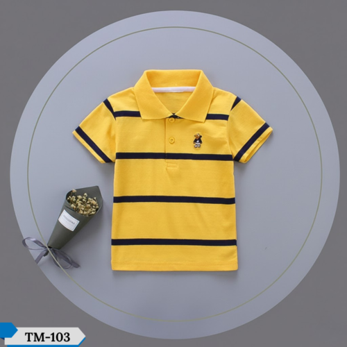 TM-103, Yellow Step Cotton Polo T-Shirt For Kids