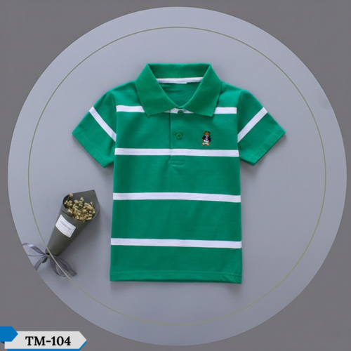 TM-104, Green Step Cotton Polo T-Shirt For Kids