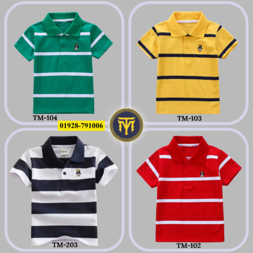 TM-102, 103, 104, 203, Cotton Polo T-Shirt For Kids (Combo)
