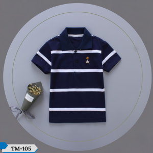 TM-105, Navy Step Cotton Polo T-Shirt For Kids