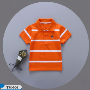 TM-106, Orange Step Cotton Polo T-Shirt For Kids