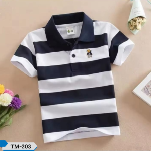 TM-203, White B-Step Cotton Polo T-Shirt For Kids