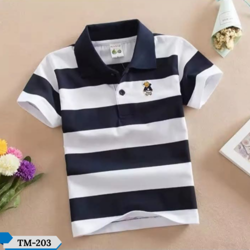 TM-203, White B-Step Cotton Polo T-Shirt For Kids