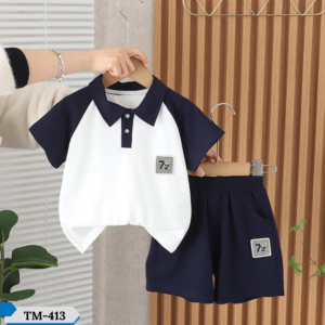TM-413, 72-Contrast Cotton Polo T-Shirt Set For Kids
