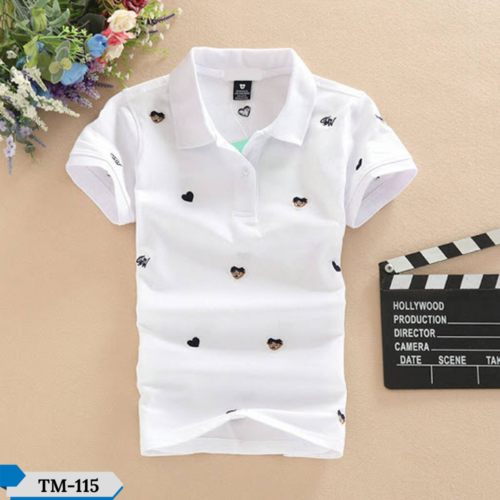 TM-115, White Love Cotton Polo T-Shirt For Kids