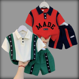 +Green/Made Red Cotton Polo T-Shirt Set For Kids (2 Set Combo)