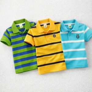 Cotton Polo T-Shirt For Kids (3 Pis Combo) Parot Blue+Yellow+Light Sky