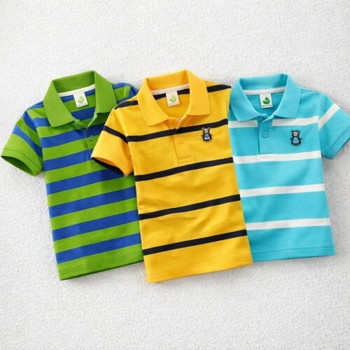 Cotton Polo T-Shirt For Kids (3 Pis Combo) Parot Blue+Yellow+Light Sky