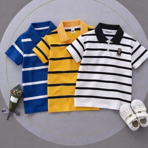 Cotton Polo T-Shirt For Kids (3 Pis Combo) Blue+Yellow+White